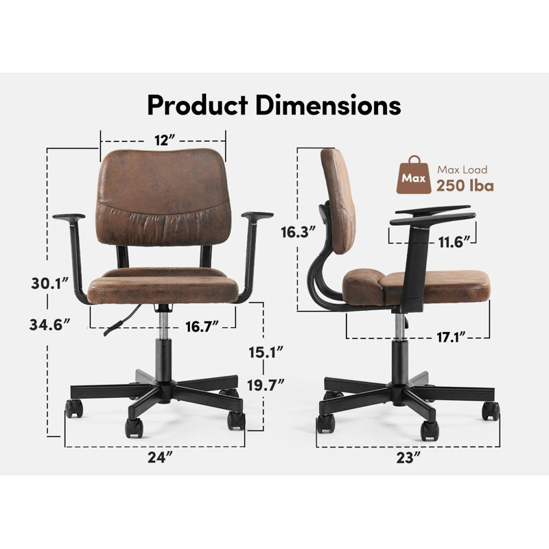 Chaise de bureau Zurich, Brun rustique