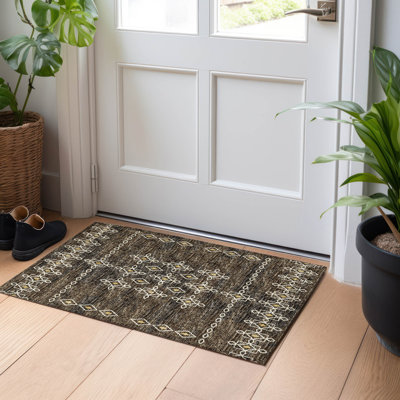 Tapis brun Premium Alliah AMF109 lavable à la machine