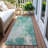 Machine Washable Indoor/Outdoor Claudian ACN1640 Teal Rug-104236019