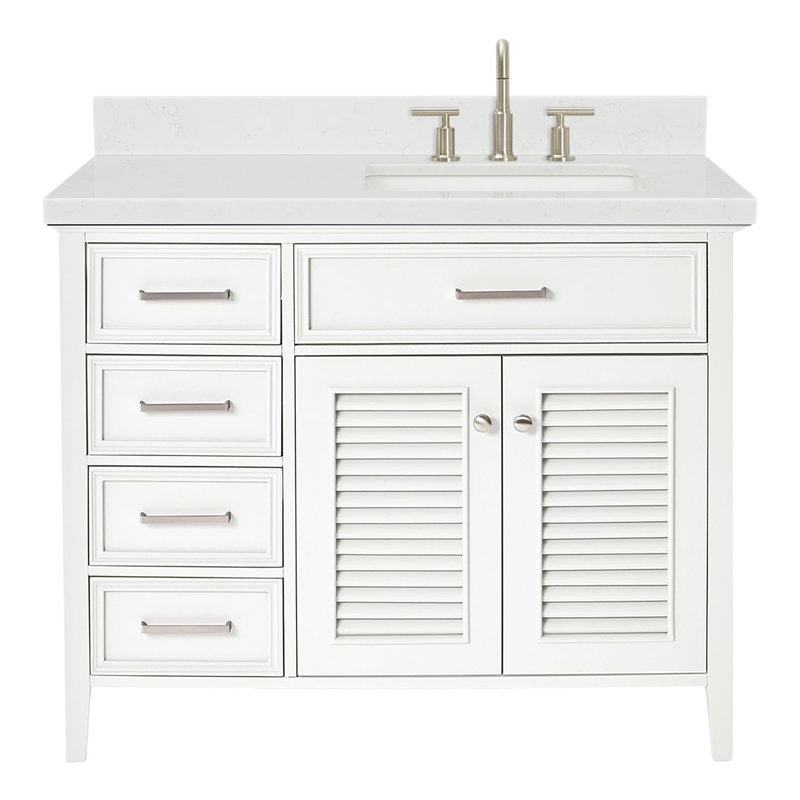 Meuble-lavabo simple 42,25 po avec comptoir en quartz Bodhin, Blanc