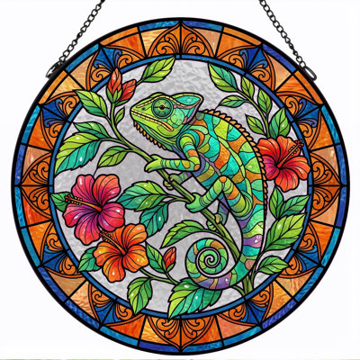 Stained Glass Stained Glass Window Panel，7.8H