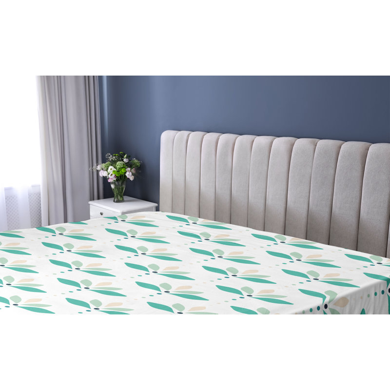 Drap-housse Ambesonne, Drap-housse simple TG, Écume de mer foncé, réséda vert / floral