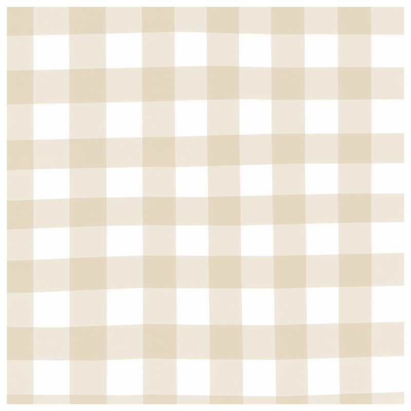 Beige White Gingham Pattern Bath Mat, 34in W x 21in L