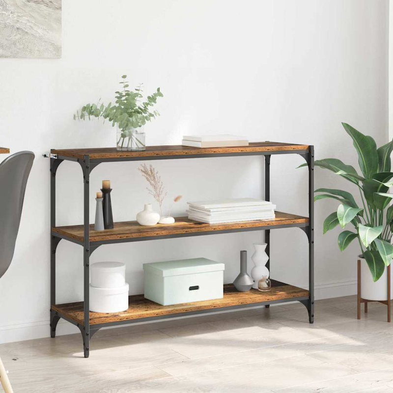 Book Cabinet Engineered Wood and Steel Media Rack/Sizes, Old wood