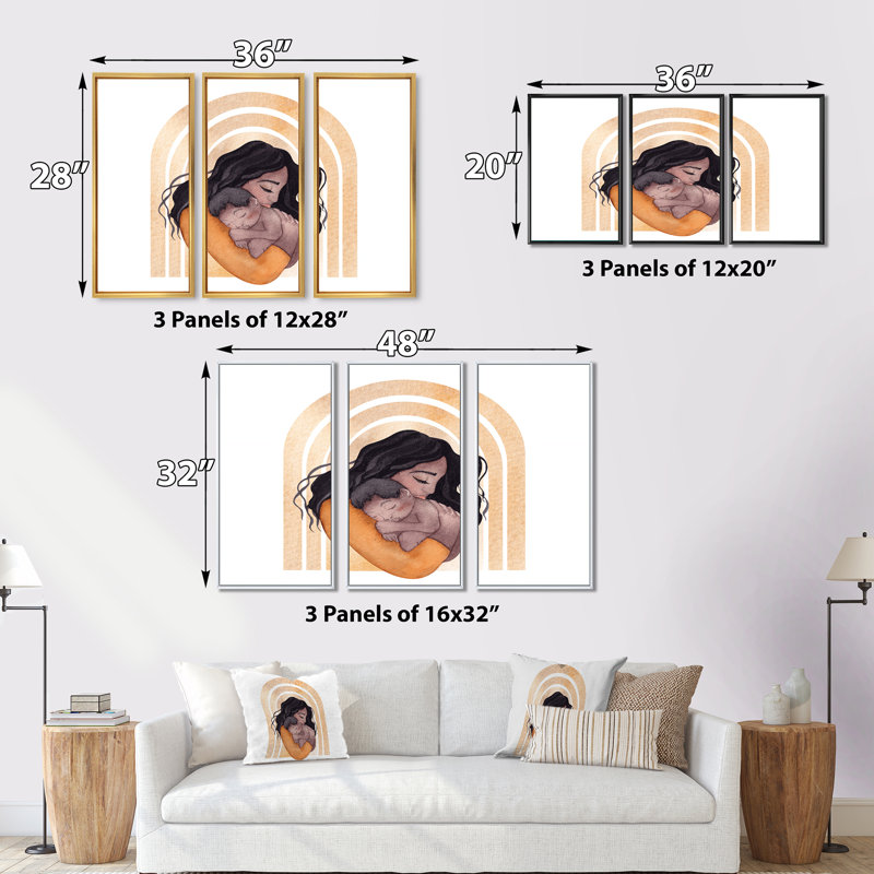 «Young Pregnant Woman III - Glam», ensemble d'art mural sur toile encadré, H 20 po x l 36 po x P 1 po, Or