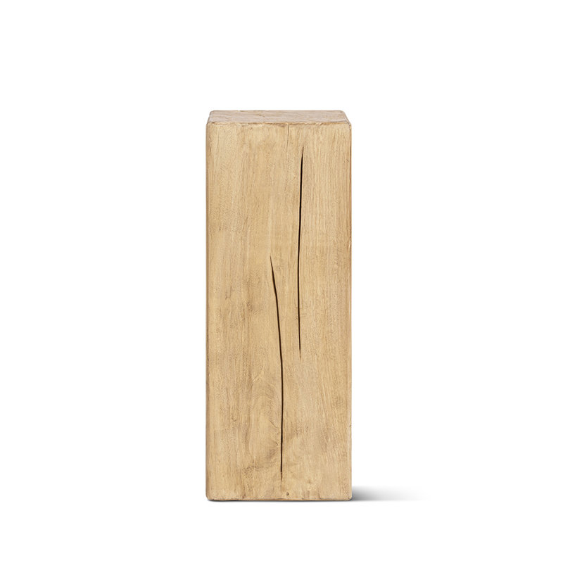 Umber 31.5" Solid Reclaimed Pine Side Table, 31.5" Height, Natural Reclaimed Pine