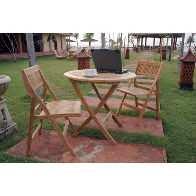 Gitte 2 - Person Teak Wood Patio Dining Set with Round Table