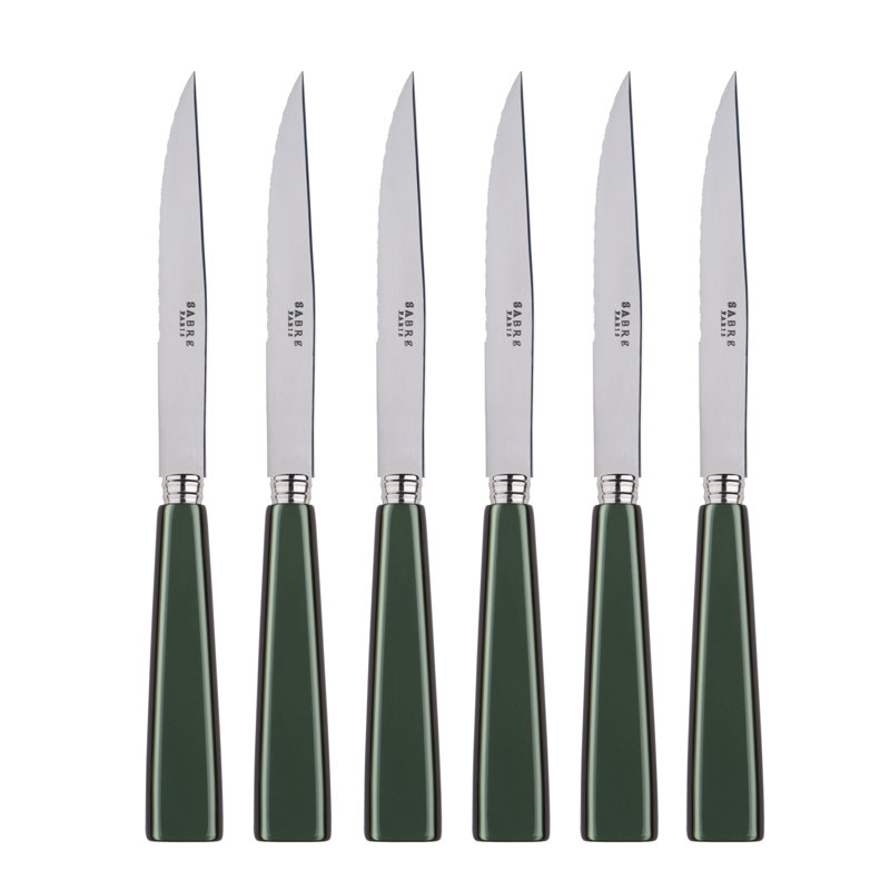 Icone 6 - Piece Stainless Steel Steak Knife Set, Dark Green