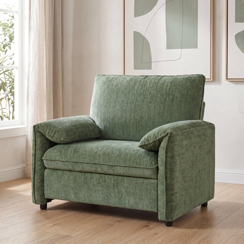 41" Wide Armchair Upholstered Modern Accent Chair,Green, green