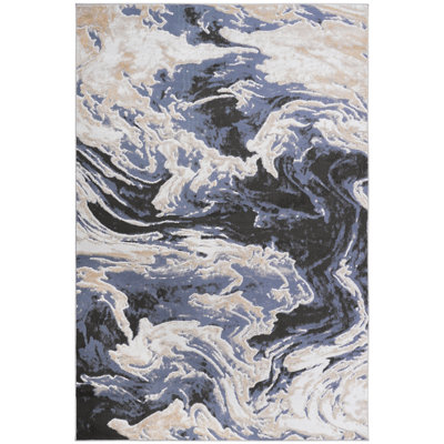 Élégant tapis tissé 2 x 3 po, abstrait bleu, sans perte de teinture, pour tapis de chambre de bébé et d'entrée, glamour abstrait, convenant à un salon de bureau personnel