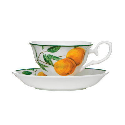 Heacock Bone China Teacup with Saucer
