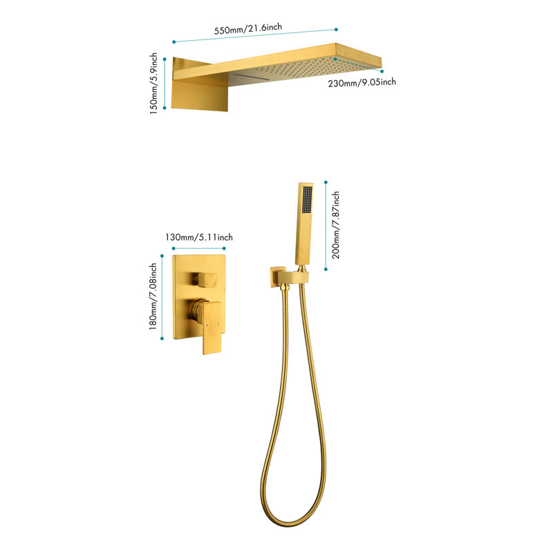 Robinet de douche en laiton doré