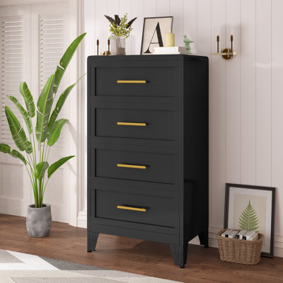 Metal Black 3 Drawer Nightstand