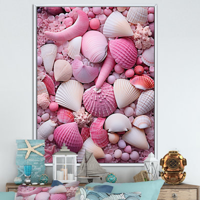 Coquillage rose sur la plage sur toile