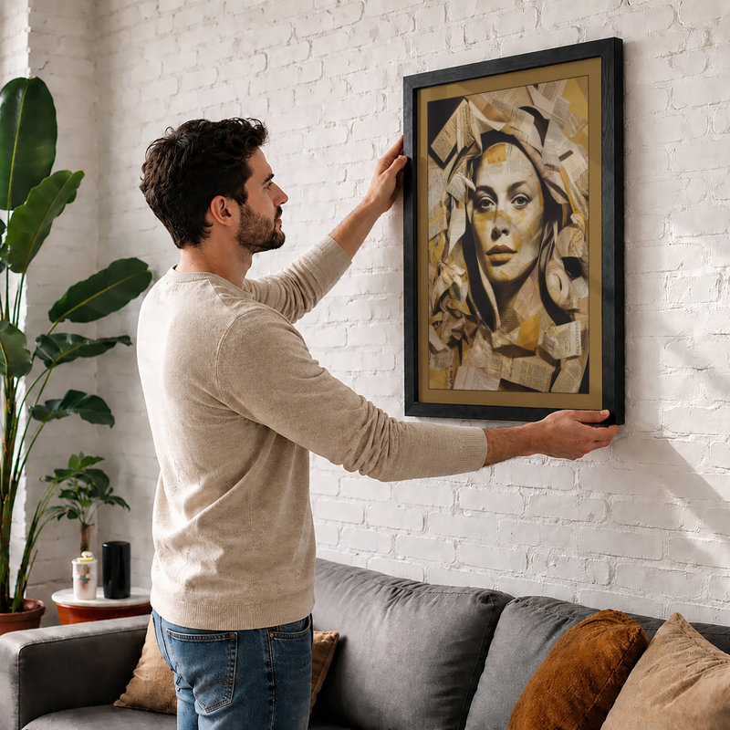Layered Contemplation Modern - Framed Print, A1 - 84.1 x 59.4 cm, Oak