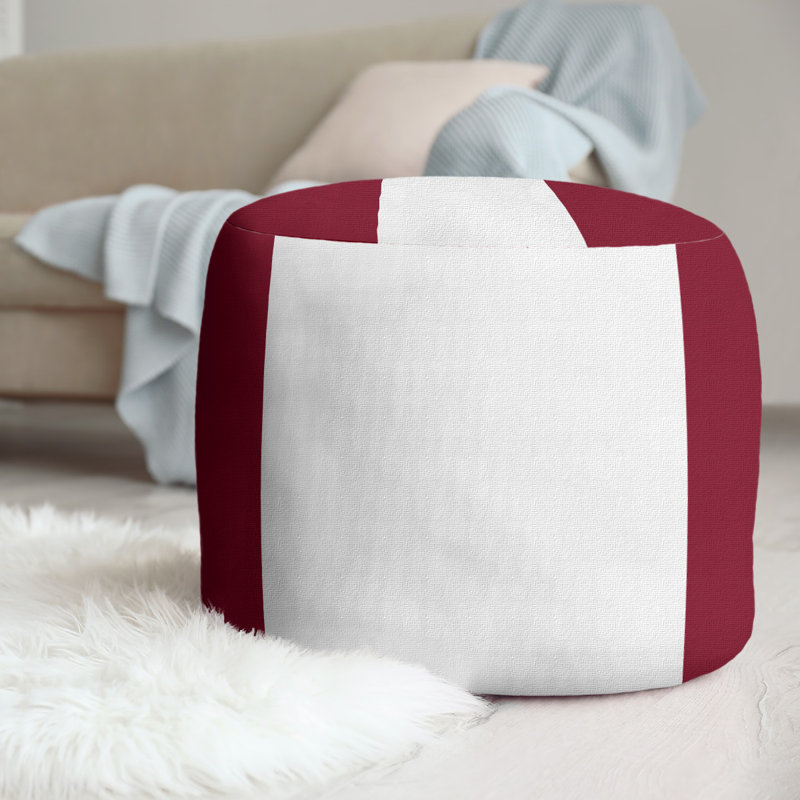 Repose-pieds cubique rond à rayures 20,5", Marron / blanc / marron