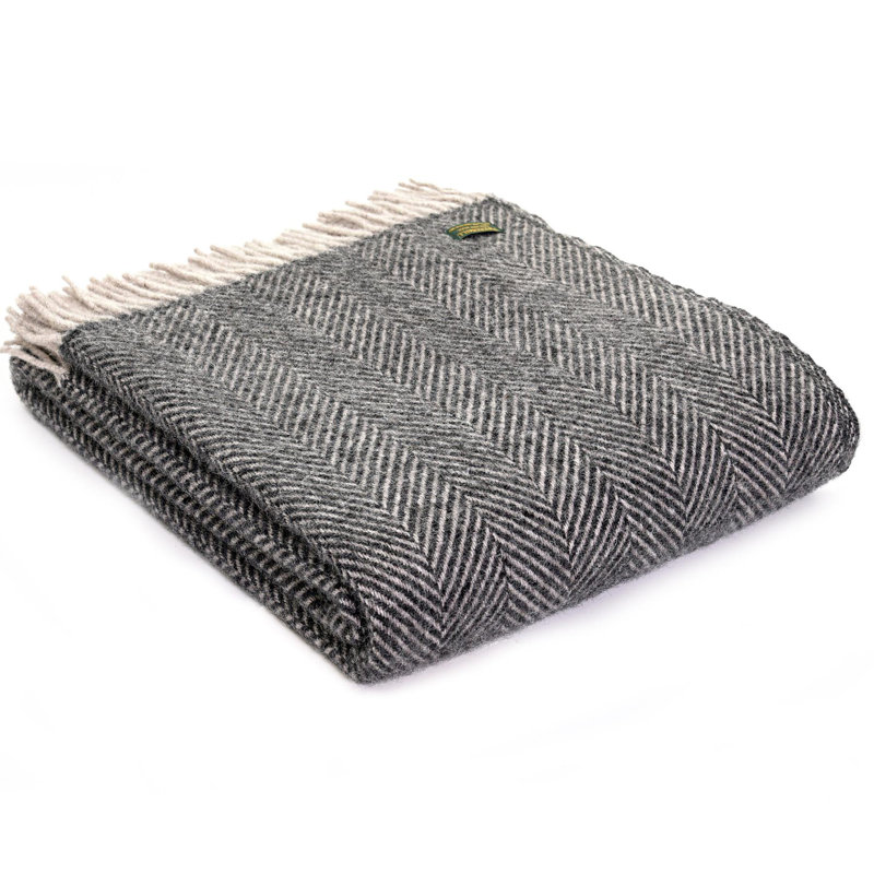 100% Pure New Wool Throws, Charcoal/Silver