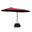 Parasol de patio rouge 15 x 9 pi avec auvent rectangulaire double et base. Abat-jour supplémentaire pour la plage et le jardin. -, structure en acier rouille, manivelle pratique, grande base extérieure avec évent - rouge. Très grand
