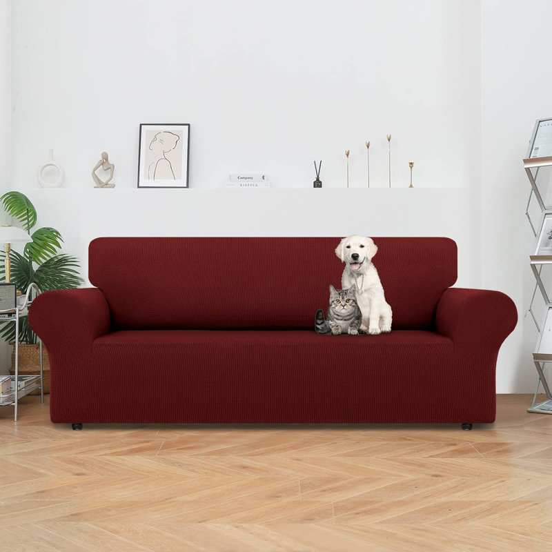 Housse pour canapé à coussins en T, Polyester gris foncé, H 40 po x l 110 po x P 40 po