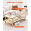 Table basse en rotin, table basse de rangement moderne bohème de 114 cm avec pieds en bois naturel, table basse rectangulaire en rotin tressé et bois avec plateau en verre trempé, idéale pour la chambre et les petits espaces, conçue pour le salon.