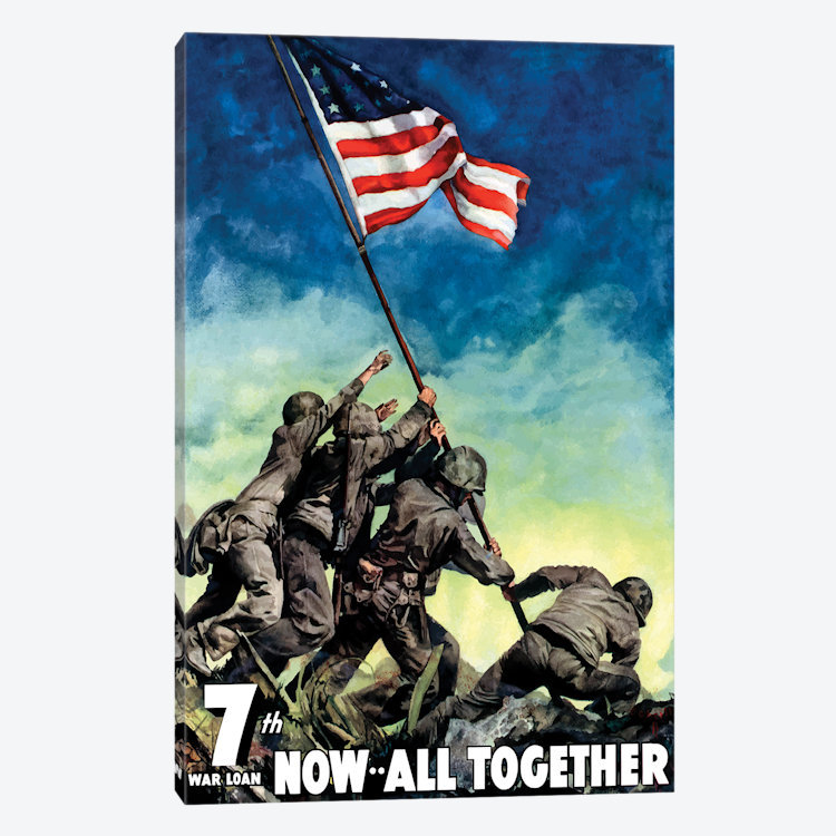 «Vintage War affiche, 7e guerre, prêt maintenant, ensemble», affiche vintage sur toile, H 18 po x l 12 po x P 1,5 po