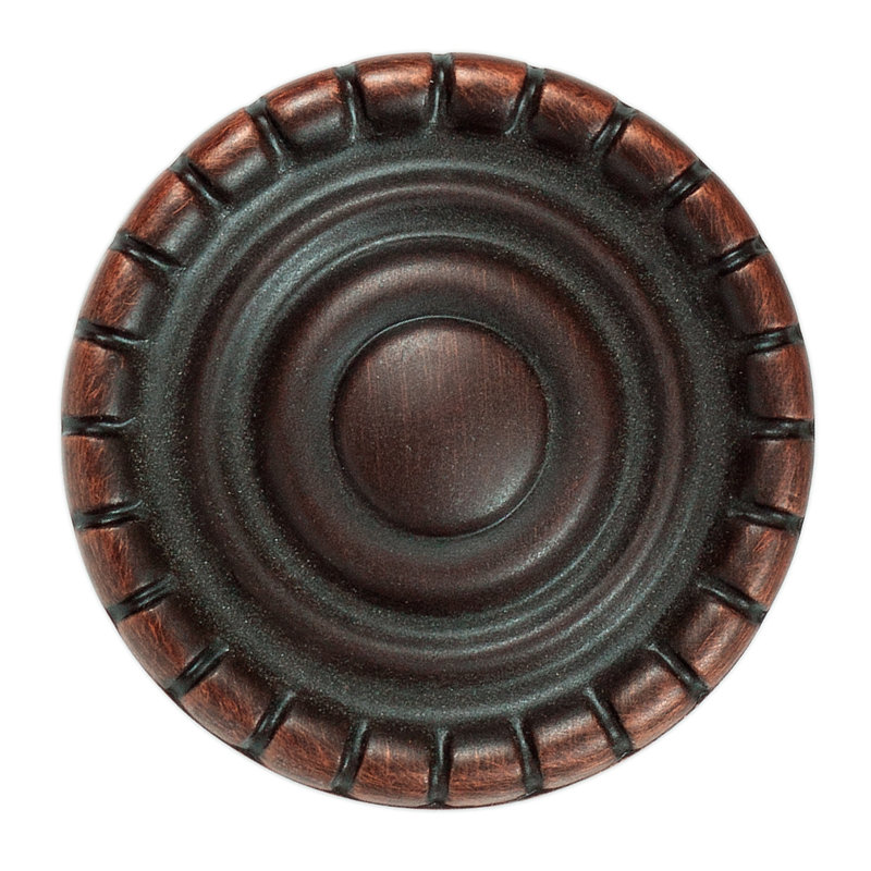 Bouton d'armoire rond en cuivre satiné de 1-1 / 4 po Laurel