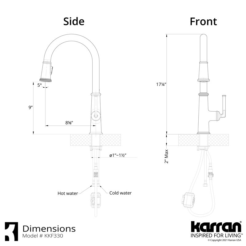 Karran Quartz 33'' X 22'' 50/50 Double Bowl Drop-in Kitchen Sink With Faucet, Stainless Steel