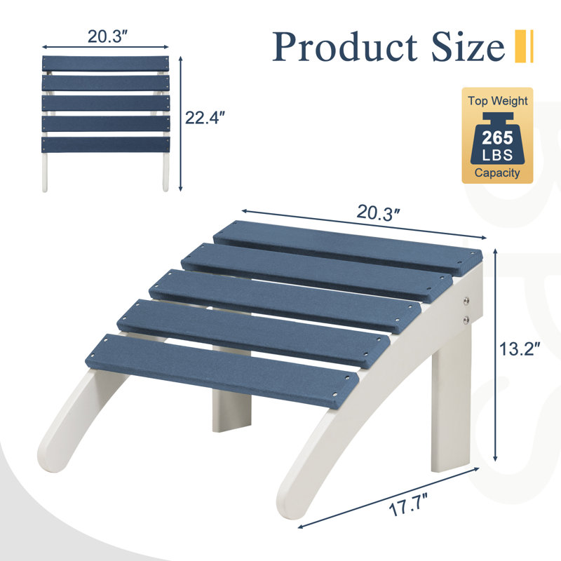 High-Density Polyethylene (HDPE) Outdoor Ottoman, Navy Blue