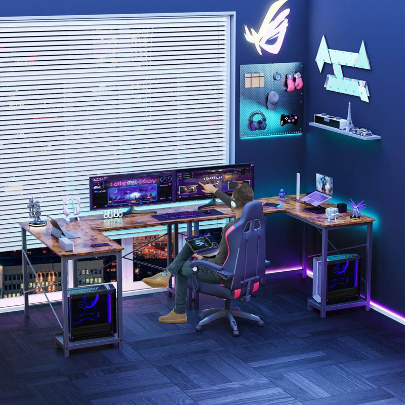 Bureau de jeu en L, Brun