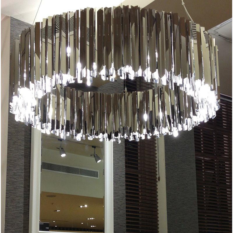 Facet Chandelier, 11.8" H x 23.6" W x 23.6" D, Polished Stainless Steel
