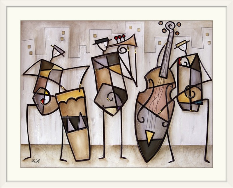 Malveaux Urban Trio par Eric Waugh - impression, H 20 po x l 24 po, Impression encadrée, Blanc