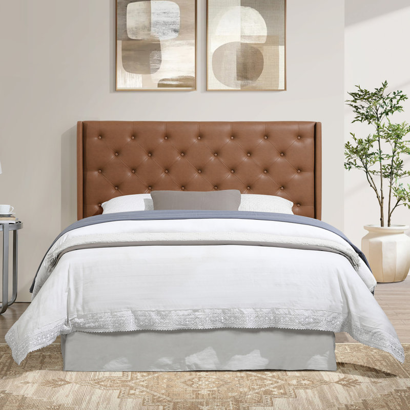 Maria Brown Tufted Faux Leather Queen/Full Headboard