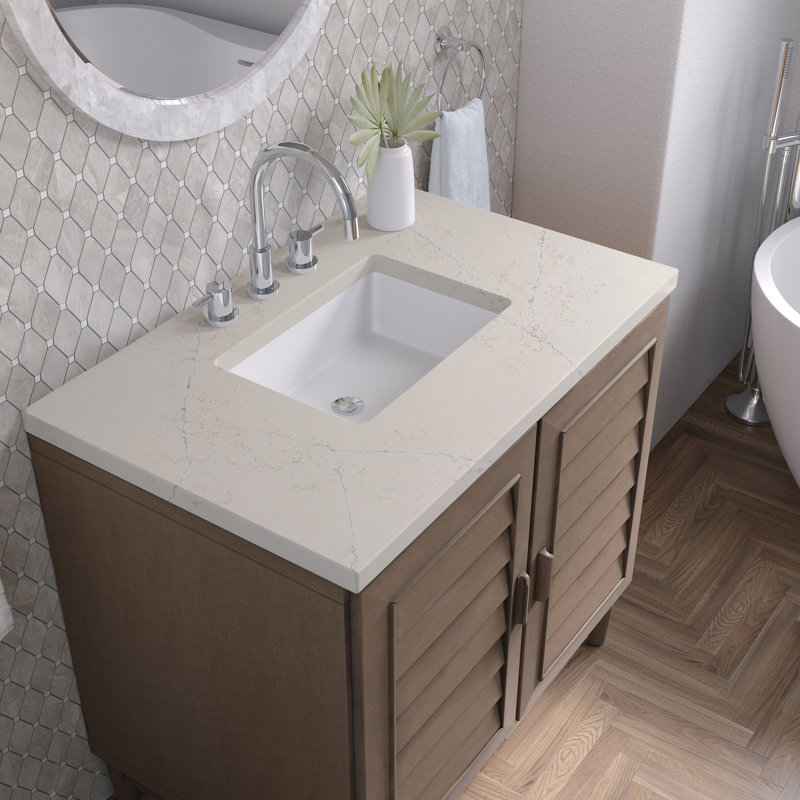 Portland 36'' W Single Vanity, Whitewashed Walnut, Siberian, 8" Widespread
