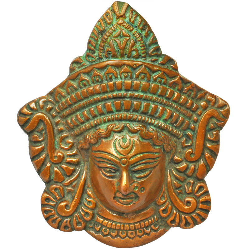 Décoration murale masque Devi Durga, Bronze