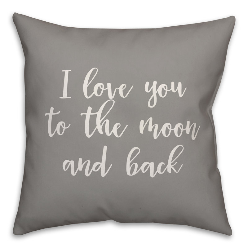  Coussin décoratif I Love You to the Moon And Back, Gris, Housse de coussin
