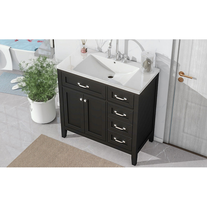 Rangement pour salle de bain Berdyne, Noir, Argent