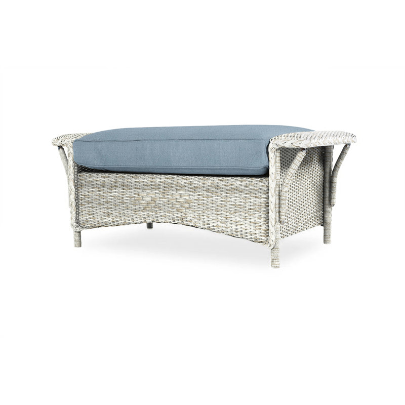 Nantucket Outdoor Ottoman, Canvas Black Sunbrella® Canvas, Antique White
