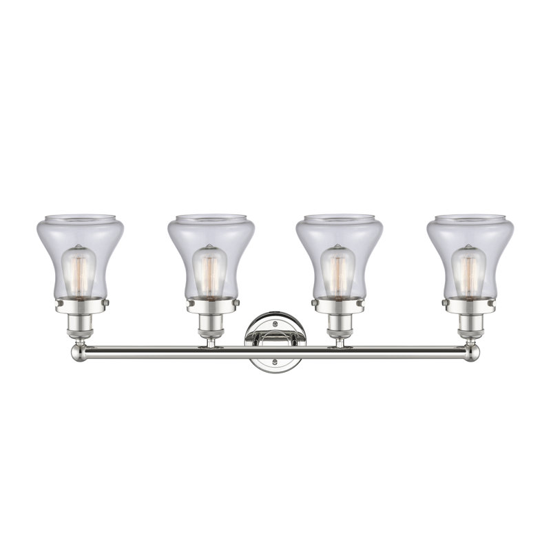 Éclairage pour meuble-lavabo à 4 lumières à intensité variable Asadbek, Transparent, Nickel poli