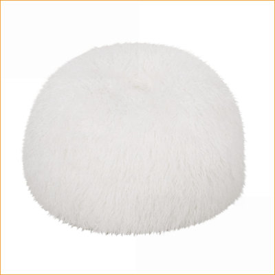 Mandana 3ft Rounded Faux Fur Bean Bag Chair for Adults | White | Round