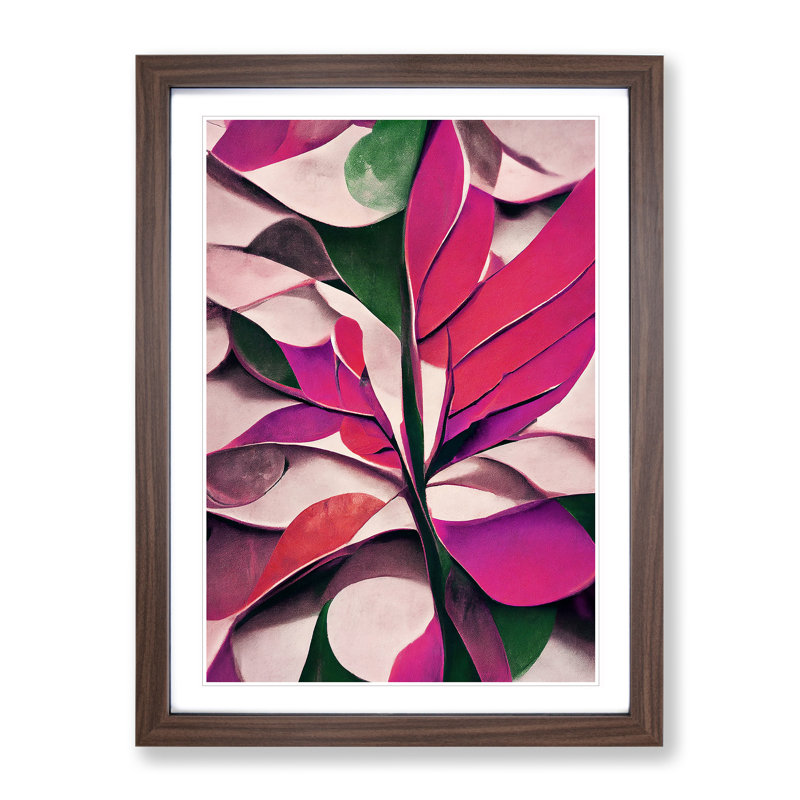Abstract Leaf Art No.4 - Framed Print, 34cm H x 25cm W x 2cm D, Walnut Framed