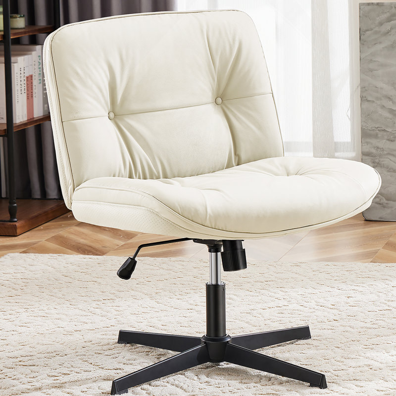 Fauteuil de bureau sans accoudoirs sans roulettes, chaise de bureau Criss, Beige