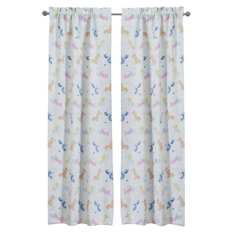 Unicorn 2-Piece Glow in the Dark Rod Pocket Curtain Panel Set, 38" x 95"