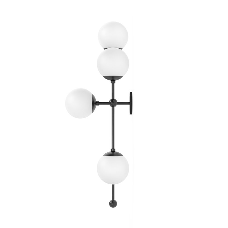 Armstrong 4 - Light Armed Sconce, Black Gunmetal, Opal Matte