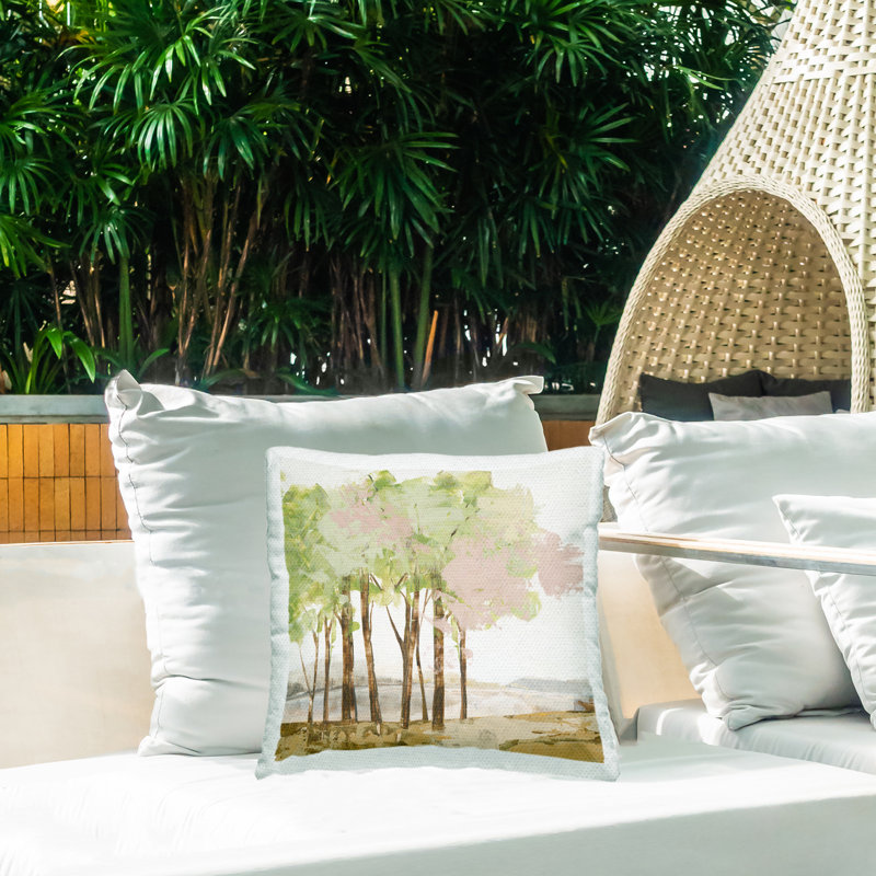Spring Awakening Forest Outdoor Printed Pillow design by Ian C.
