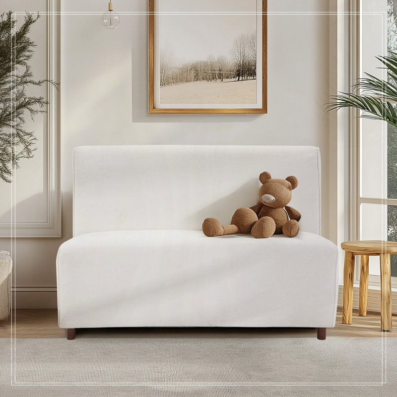 Causeuse beige en tissu Boucle