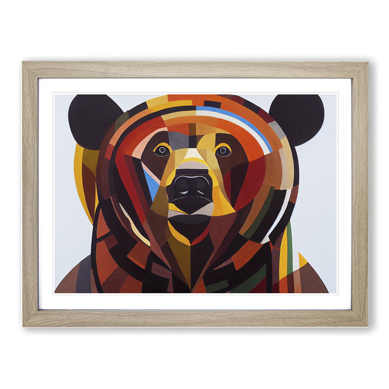 Abstract Bear Vol.3 - Framed Print, 46cm H x 64cm W x 2cm D, Oak
