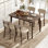 Ensemble de table de salle à manger 5 pièces pour 4 tables en bois de ferme et 4 chaises rembourrées