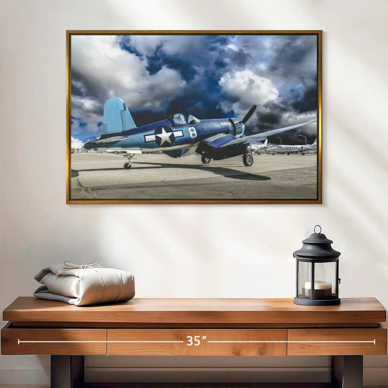 Avion de la Seconde Guerre mondiale, 25 po x 17 po, Cadre flottant doré
