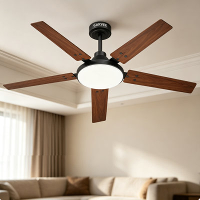 Ventilateur de plafond de 52 po avec lumière, 3 WCC à intensité variable de 3 W à DEL, moteur à courant continu à 6 vitesses, télécommande et minuterie, réversible, silencieux, intérieur extérieur