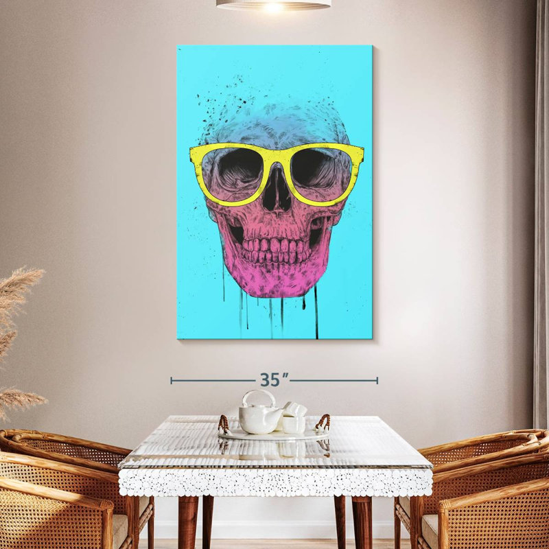 Crâne pop art avec lunettes Kerner, H 51 po x l 34 po